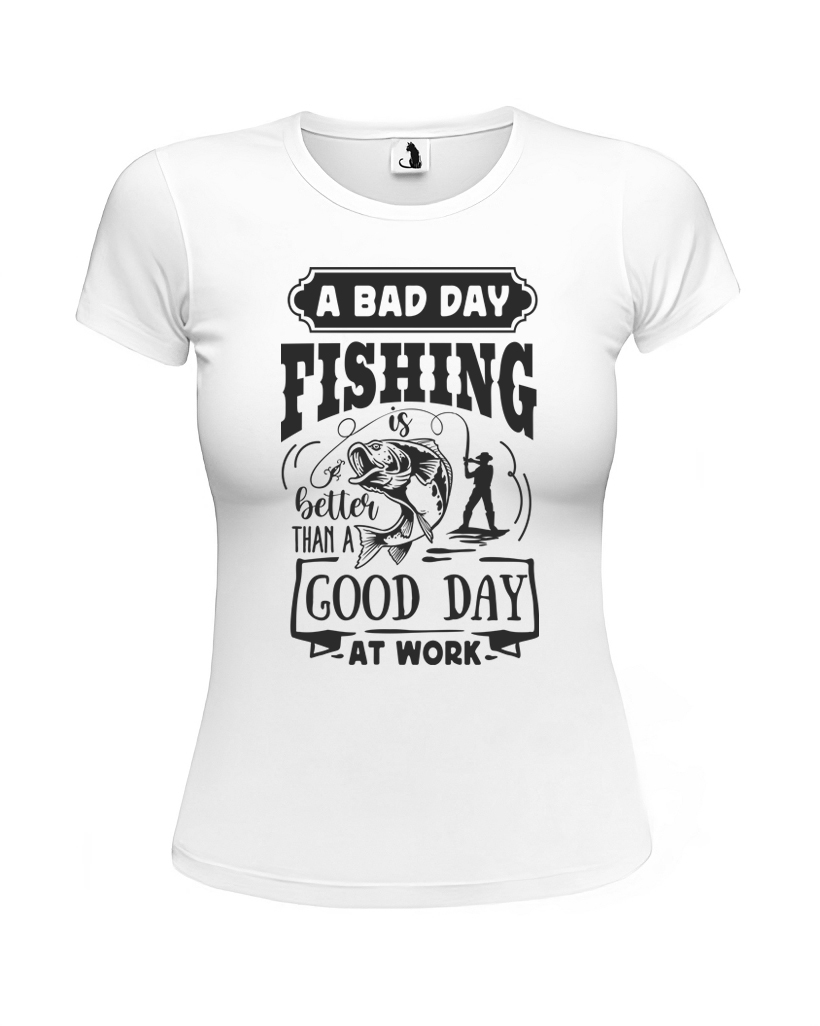 Футболка женская A bad day fishing приталенная белая