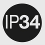 IP 34: (3) - защита от проникновения посторонних предметов диаметром ≥ 2,5 мм; (4) - защита от водяных брызг.