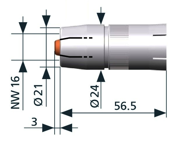 345P142673 Сопло газовое коническое 16,0/56,5мм ROBO