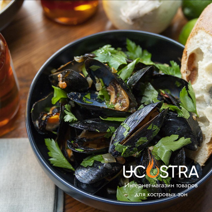 Мидии на гриле