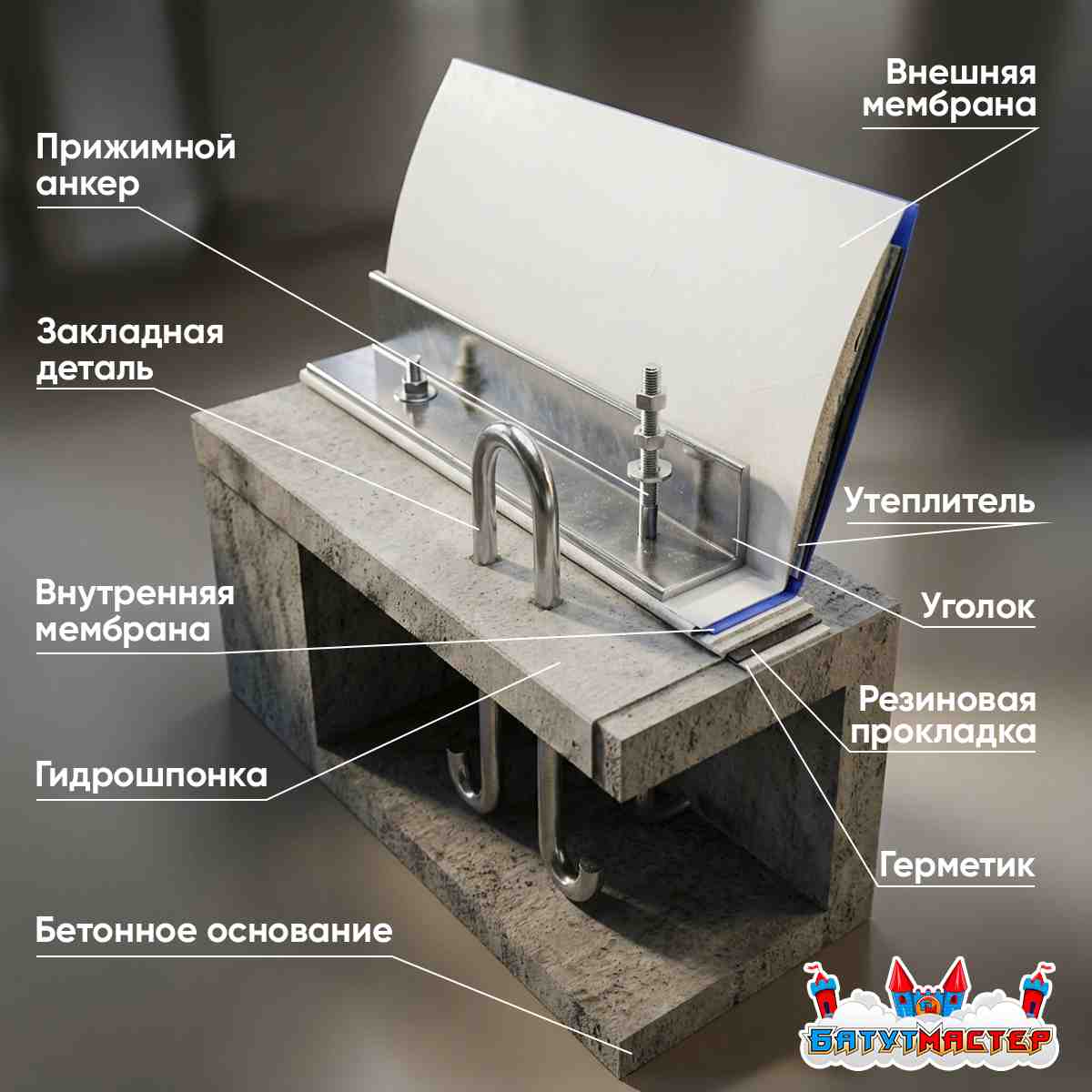 Крепление воздушно-опорных куполов