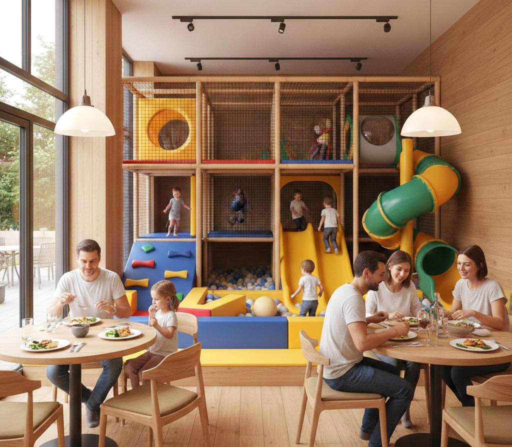 Современная детская игровая комната в ресторане