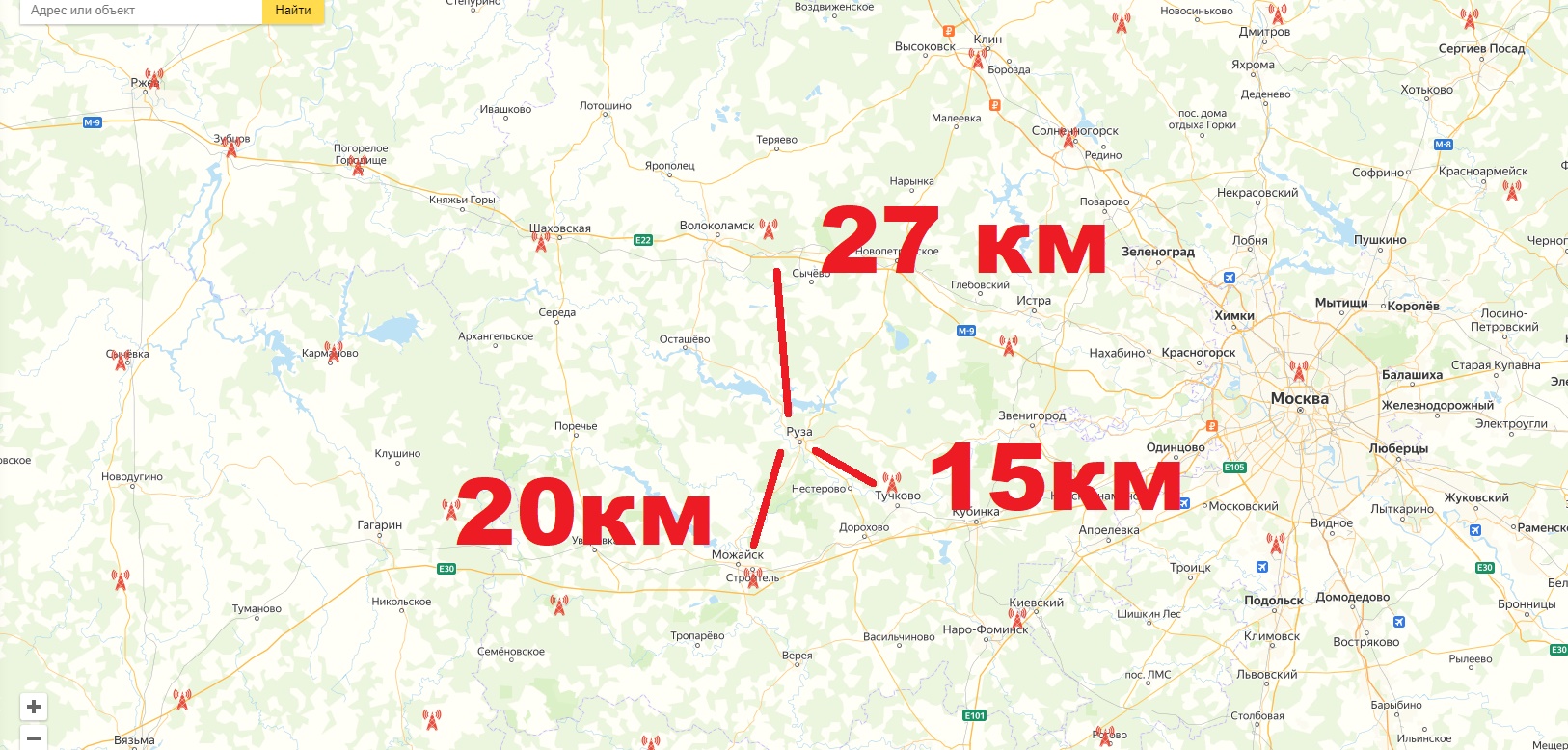 Карта распределения цифрового телевидения московской области