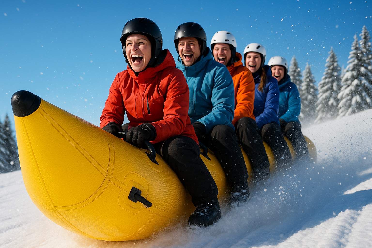 Надувной банан на снегу