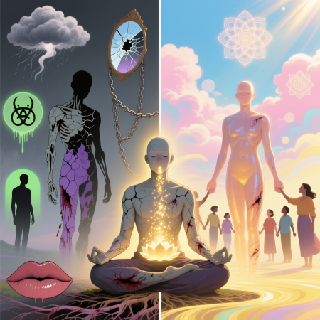 <img src="skin-flaking-psychological-healing-journey.jpg" alt="Illustration of five psychological causes of skin peeling and holistic healing through meditation and self-acceptance">