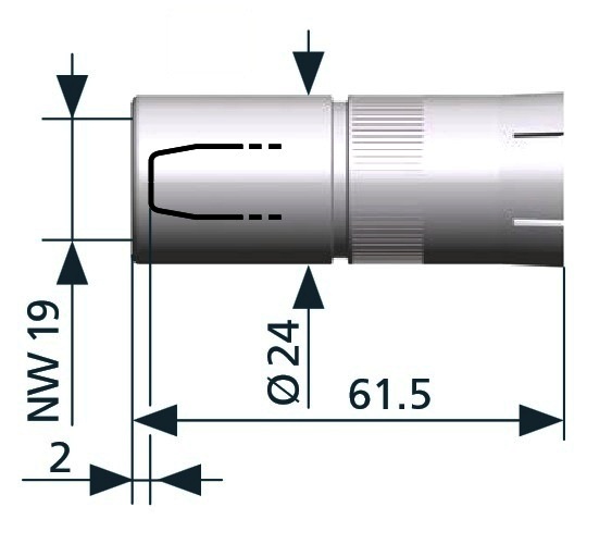 345P121673 Сопло газовое цилиндрическое 19,0/61,5мм