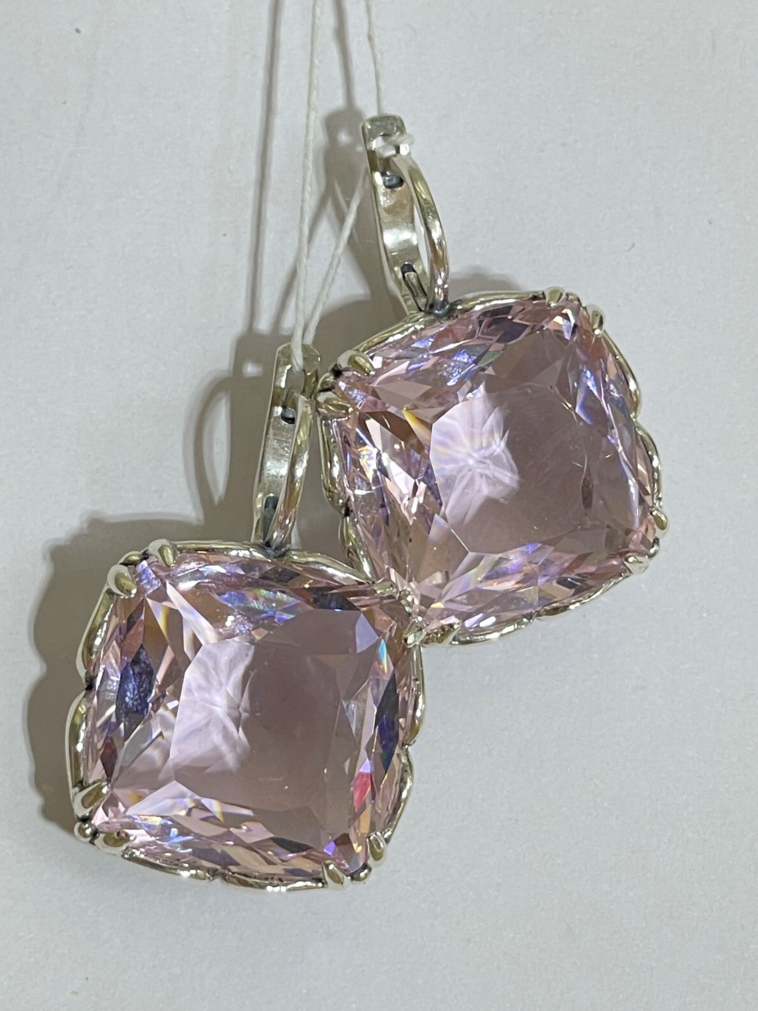Серьги Розовый кварц (кварц/фианит)