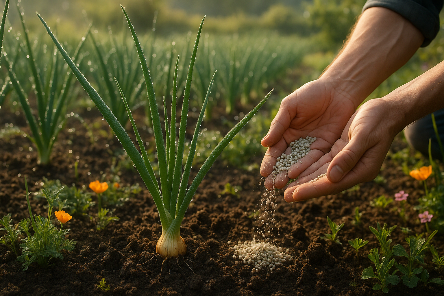 Весенняя подкормка лука минеральными и органическими удобрениями для хорошего урожая