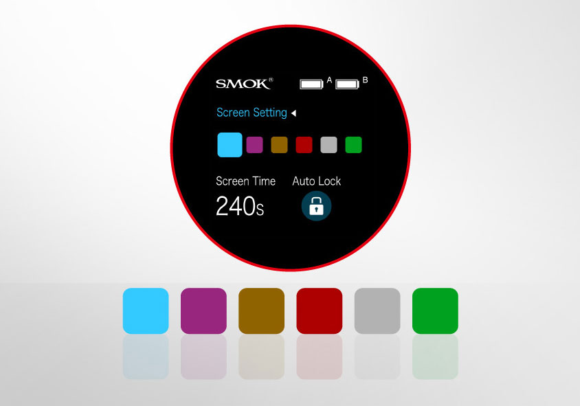 6 цветов настройки экрана SMOK S-Priv