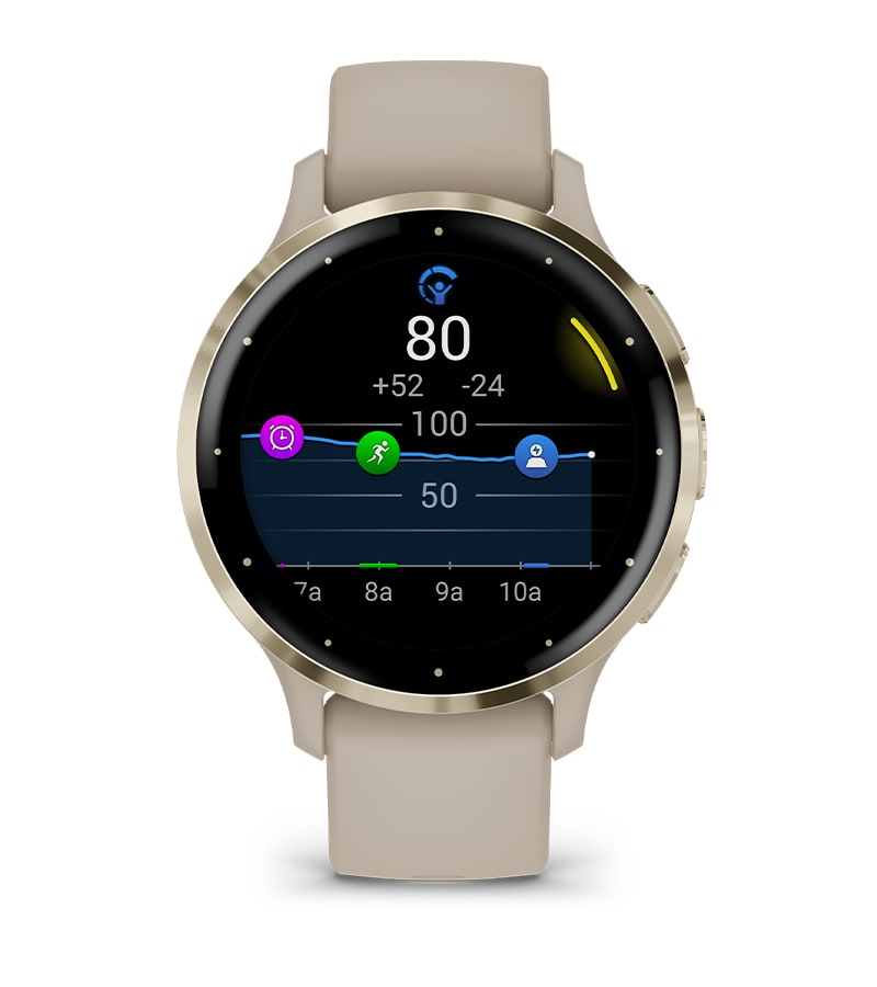 Умные часы Garmin Venu 3S серо-зеленый с серебристым безелем: МОНИТОРИНГ ЭНЕРГИИ BODY BATTERY