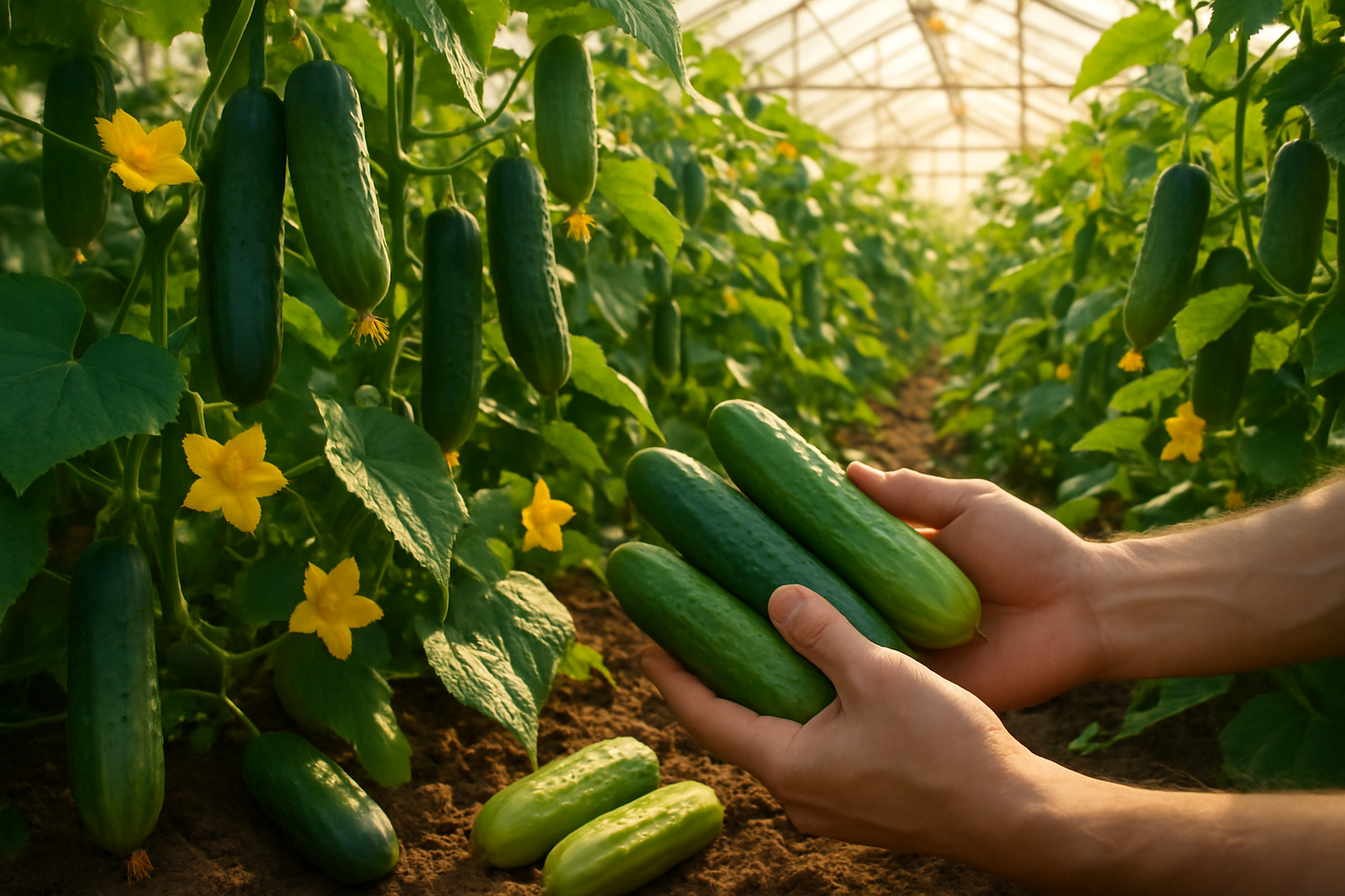 Лучшие сорта огурцов для выращивания в теплице &mdash; фото свежих хрустящих зеленцов на грядке