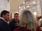 Презентация стенда "Легенды Сибири". Слева направо: Дмитрий Кобылкин (губернатор ЯНАО"), Михаил Михайлов, Минсалим Тимергазеев