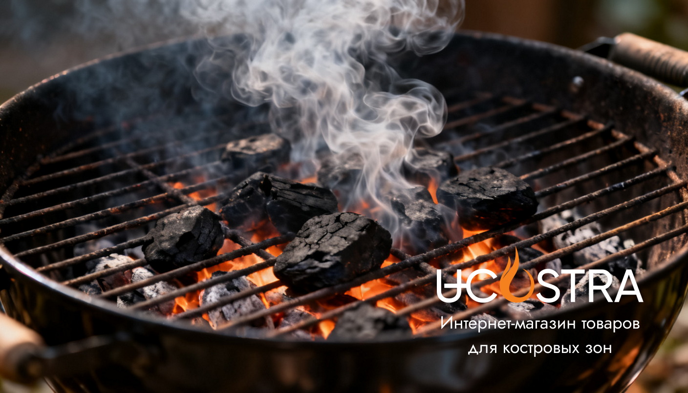 угольный гриль с дымом