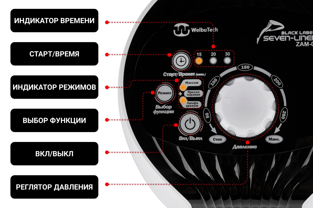 Настройки процедуры у корейского массажера WelbuTech Zam-02