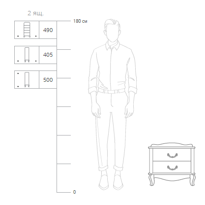 тумбочка джульетта прикроватная 2 ящика висан размеры