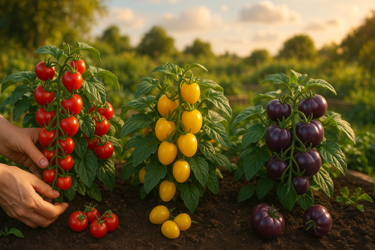 Низкорослые помидоры без пасынкования на грядке в открытом грунте
