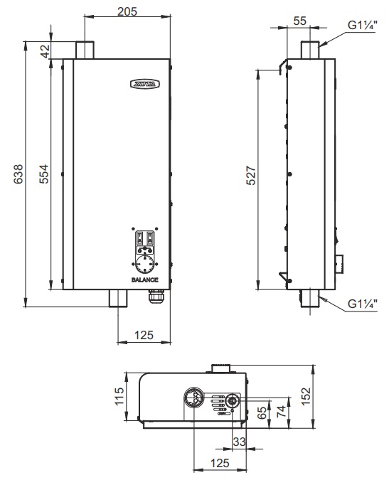 Размеры котла Balance 3 и 6 кВт