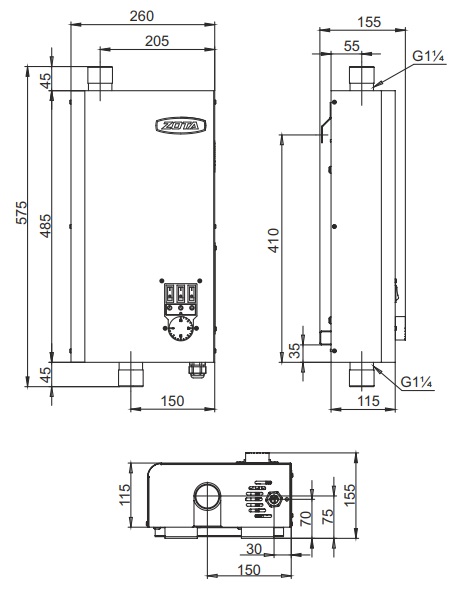 Размеры котла Balance 3 и 6 кВт