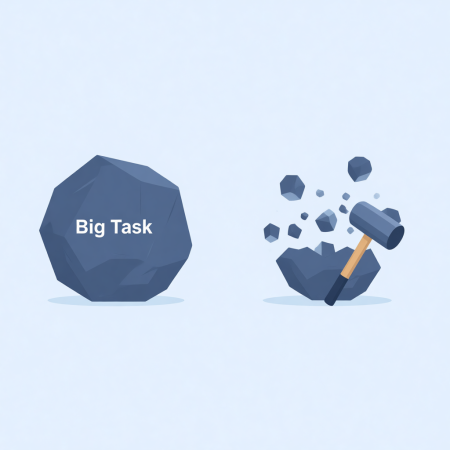 breaking-resistance-micro-tasks <img src="breaking-resistance-micro-tasks.jpg" alt="Breaking big task boulder into small manageable pieces micro steps">