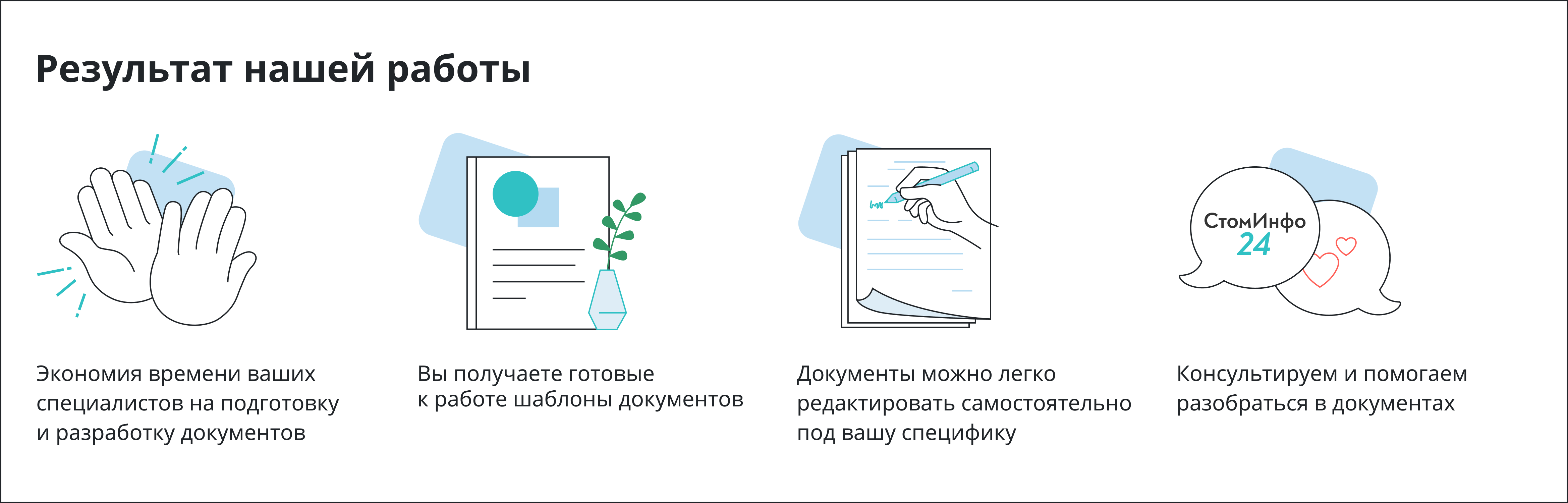 преимущества СтомИнфо24 — онлайн-сервиса по подбору пакета медицинской документации