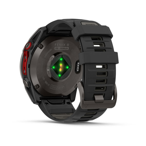 Умные часы Garmin Fenix 8 PRO, 51 мм, MicroLED, Sapphire, Carbon Gray DLC Titanium with Black/Pebble Gray Silicone Band, официальный ракурс 13