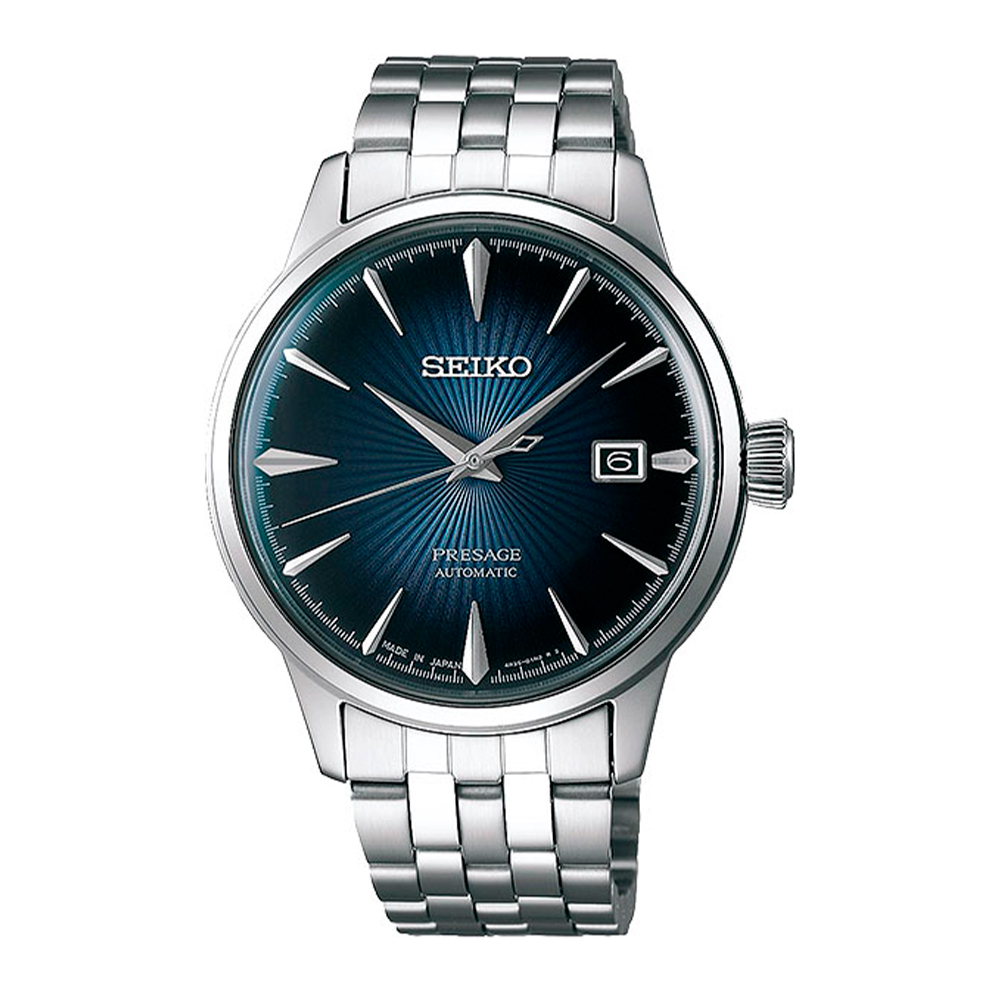 Seiko SRPB41J1 Blue Moon — купить Дресс-часы Seiko Presage SRPB41J1 Cocktail Time Blue Moon с синим циферблатом