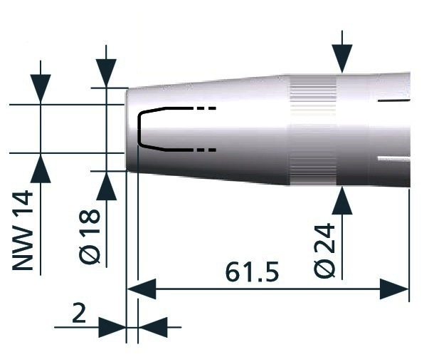 345P322673 Сопло газовое коническое 14,0/61,5мм