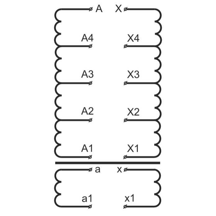 схема Печной трансформатор ОСЭ 25-12,5кВА-ВН380 НН34,6-17,3 / 17,3-8,6 У3