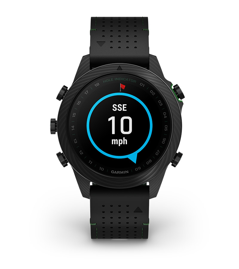 Умные часы Garmin Marq Golfer (Gen 2) - Carbon Edition: СКОРОСТЬ И НАПРАВЛЕНИЕ ВЕТРА