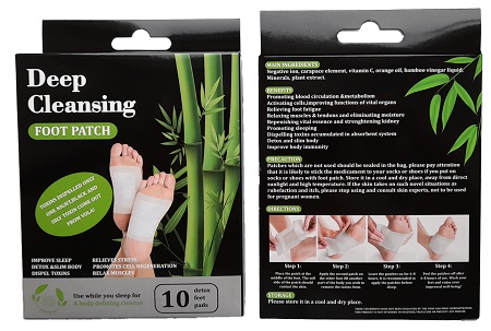 Пластырь Foot Patch Deep Cleansing лицевая и оборотная сторона упаковки