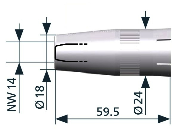 345P133673 Сопло газовое коническое 14,0/59,5мм ROBO