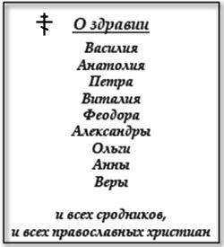 О здравии записка старого образца