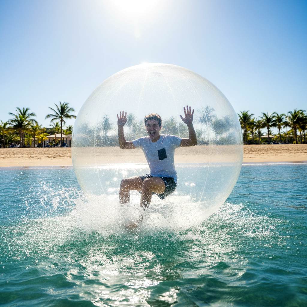 Человек в водном шаре