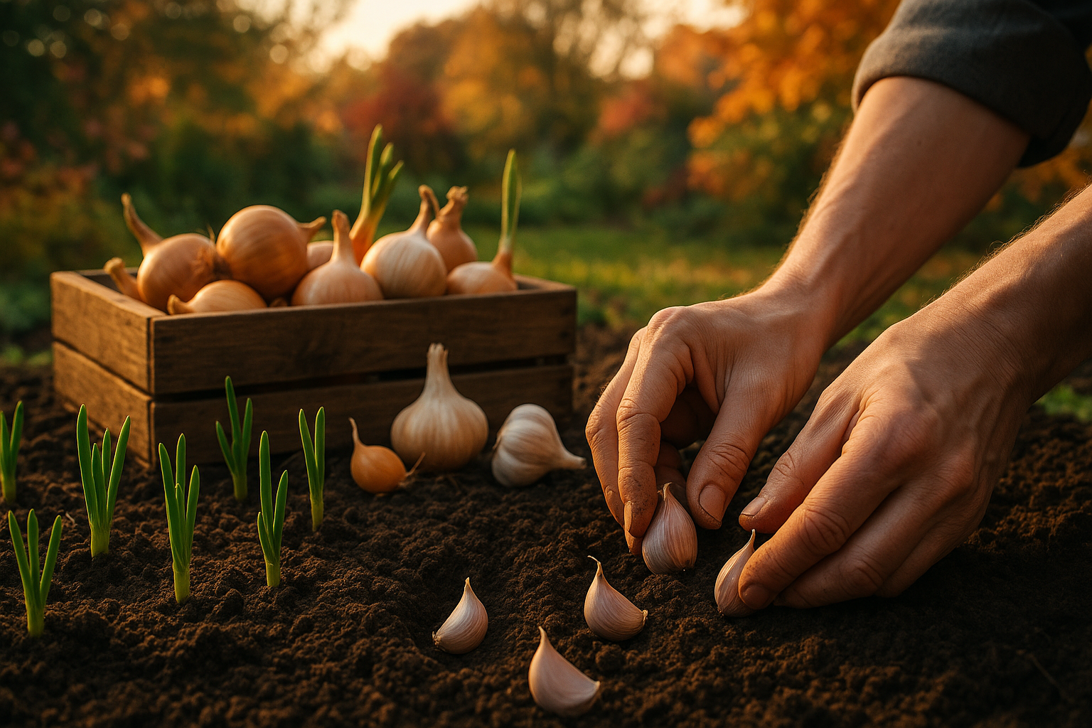 Чеснок весной на грядке: посадка и уход