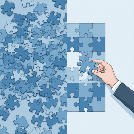 <img src="leadership-from-chaos-to-order.jpg" alt="Leadership concept: completing the puzzle from chaos to order">