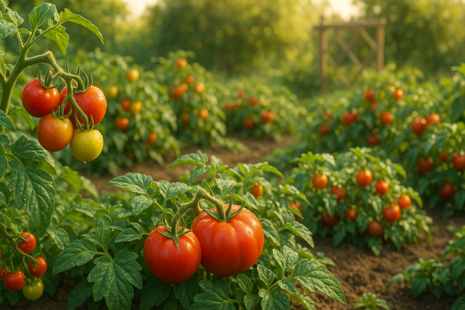 Низкорослые помидоры без пасынкования на грядке в открытом грунте