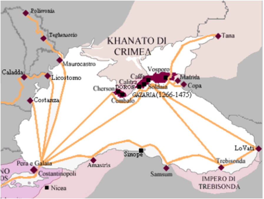 Genoese routes and strongholds in the Black Sea