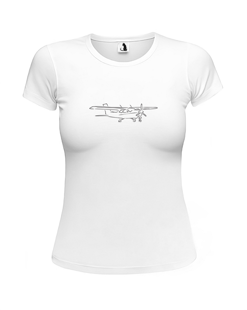 Футболка женская с самолетом Cessna приталенная белая