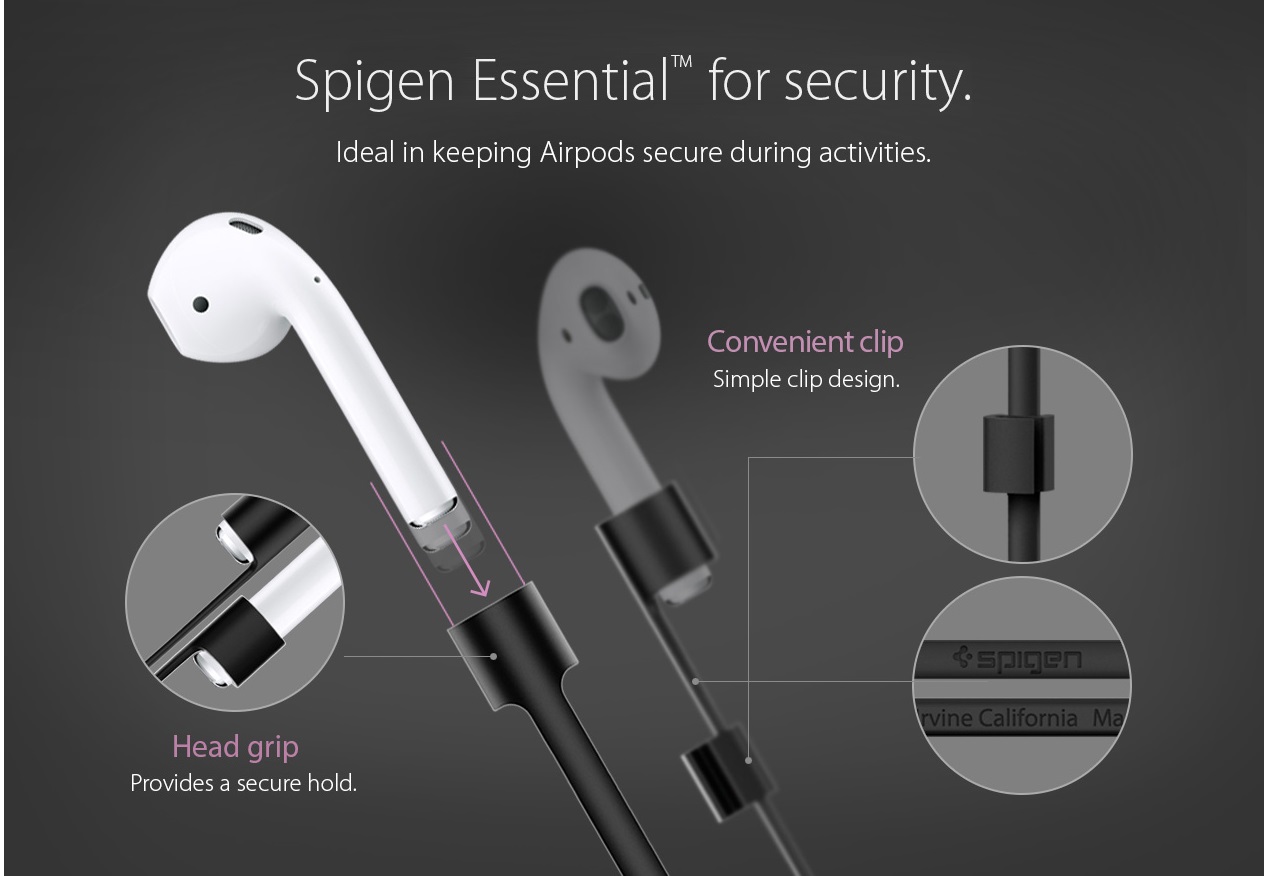 Spigen™ AirPod Strap - резиновый ремешок для наушников Apple AirPods SGP-000EM20861.