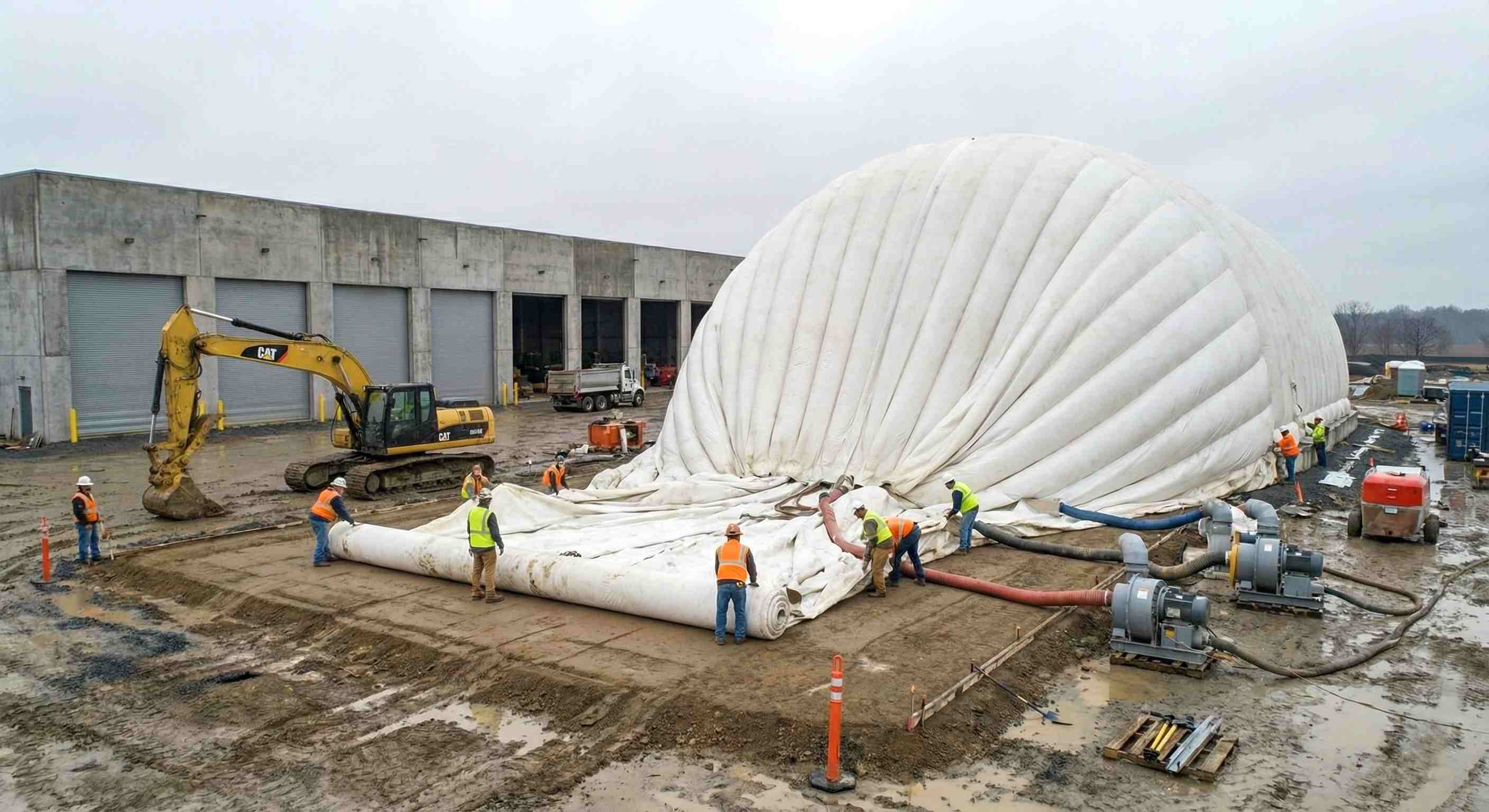 Процесс установки пневмоангара