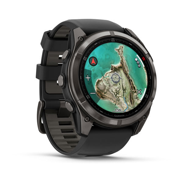 Умные часы Garmin Fenix 8 PRO, 51 мм, MicroLED, Sapphire, Carbon Gray DLC Titanium with Black/Pebble Gray Silicone Band, официальный ракурс 3