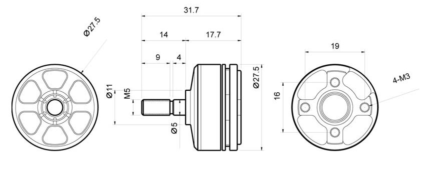 Чертёж мотора T-Motor F40 KV2300 v2.0