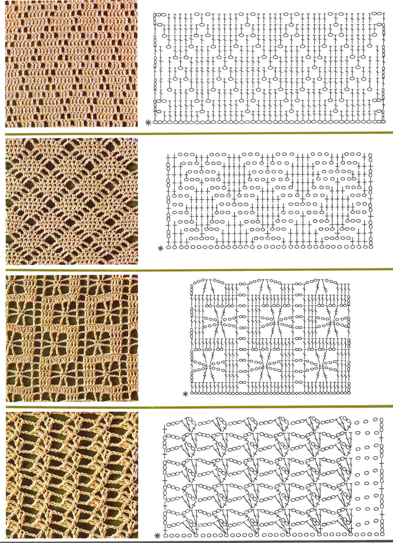 Ажурные узоры крючком со схемами простые