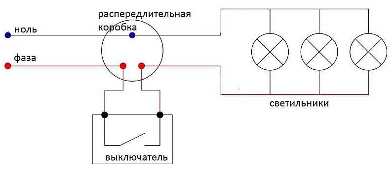 Параллельное подключение точечных светильников