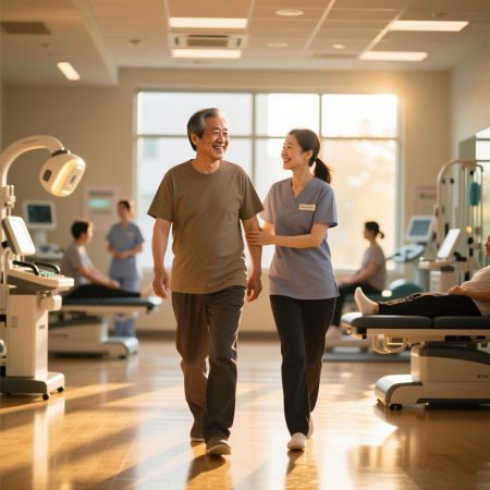 <img src="stroke-recovery-success-2026.jpg" alt="Stroke survivor recovering with physical therapist support showing progress and determination in rehabilitation">