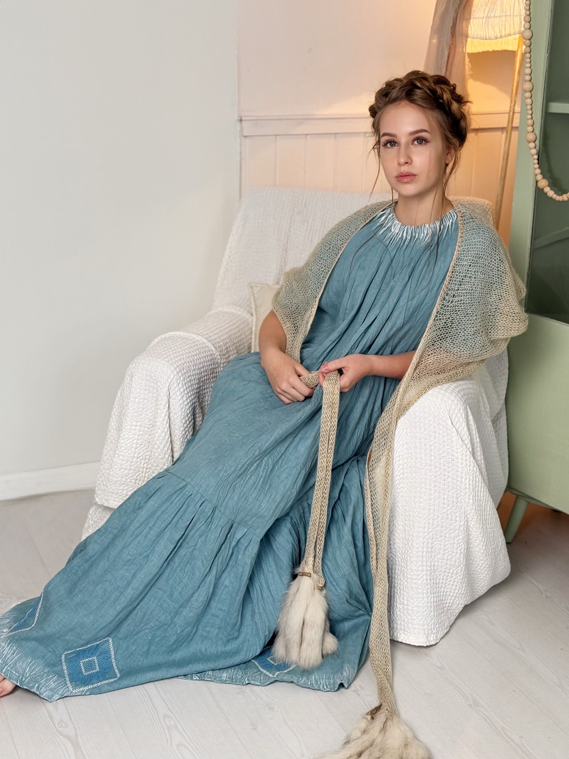 Радонька. Платье льняное макси с вышивкой в этностиле PL-422604. LinenBy Радонька. Платье льняное макси с вышивкой в этностиле PL-422604. LinenBy