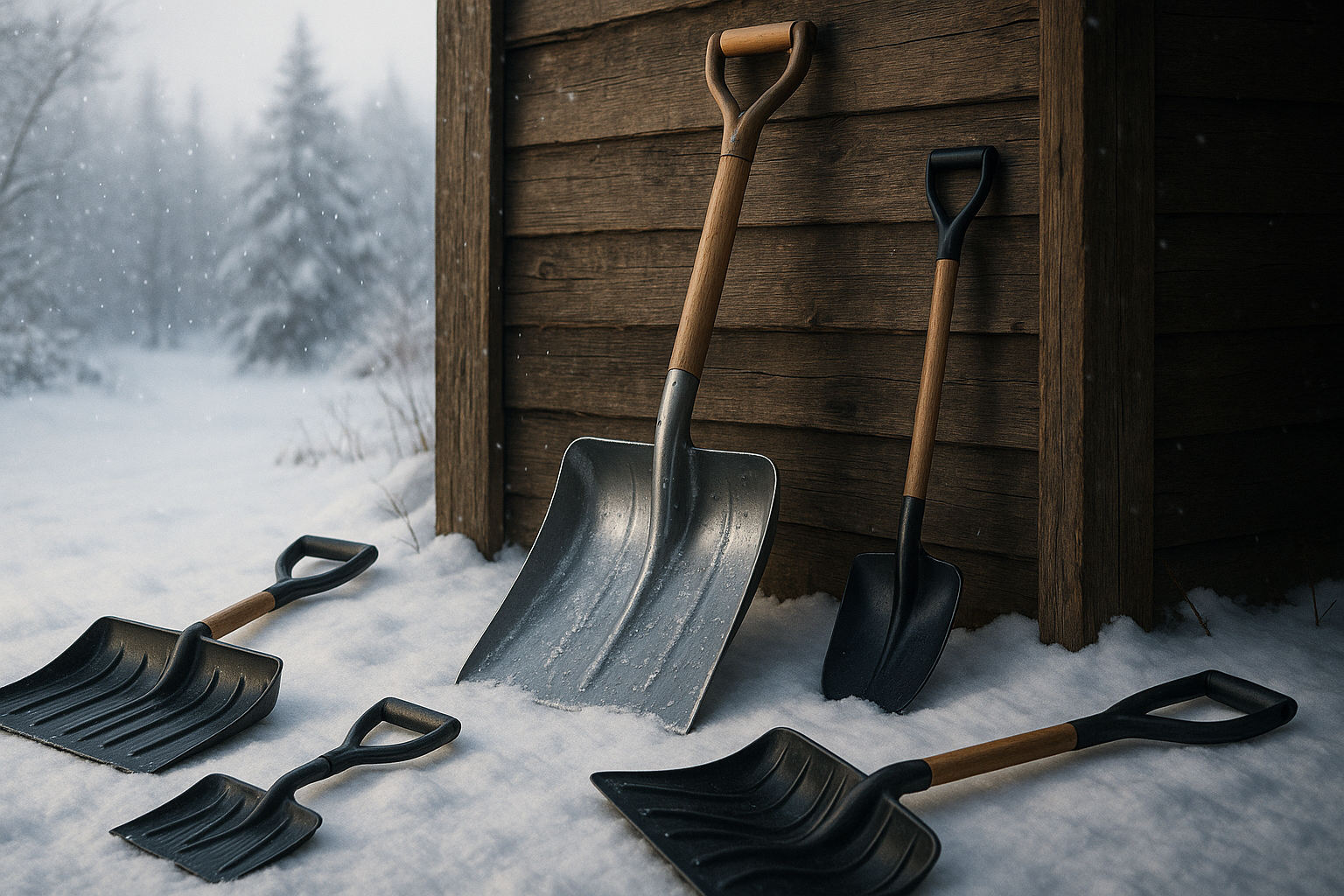 Деревянная снеговая лопата для уборки снега на зимнем дворе
