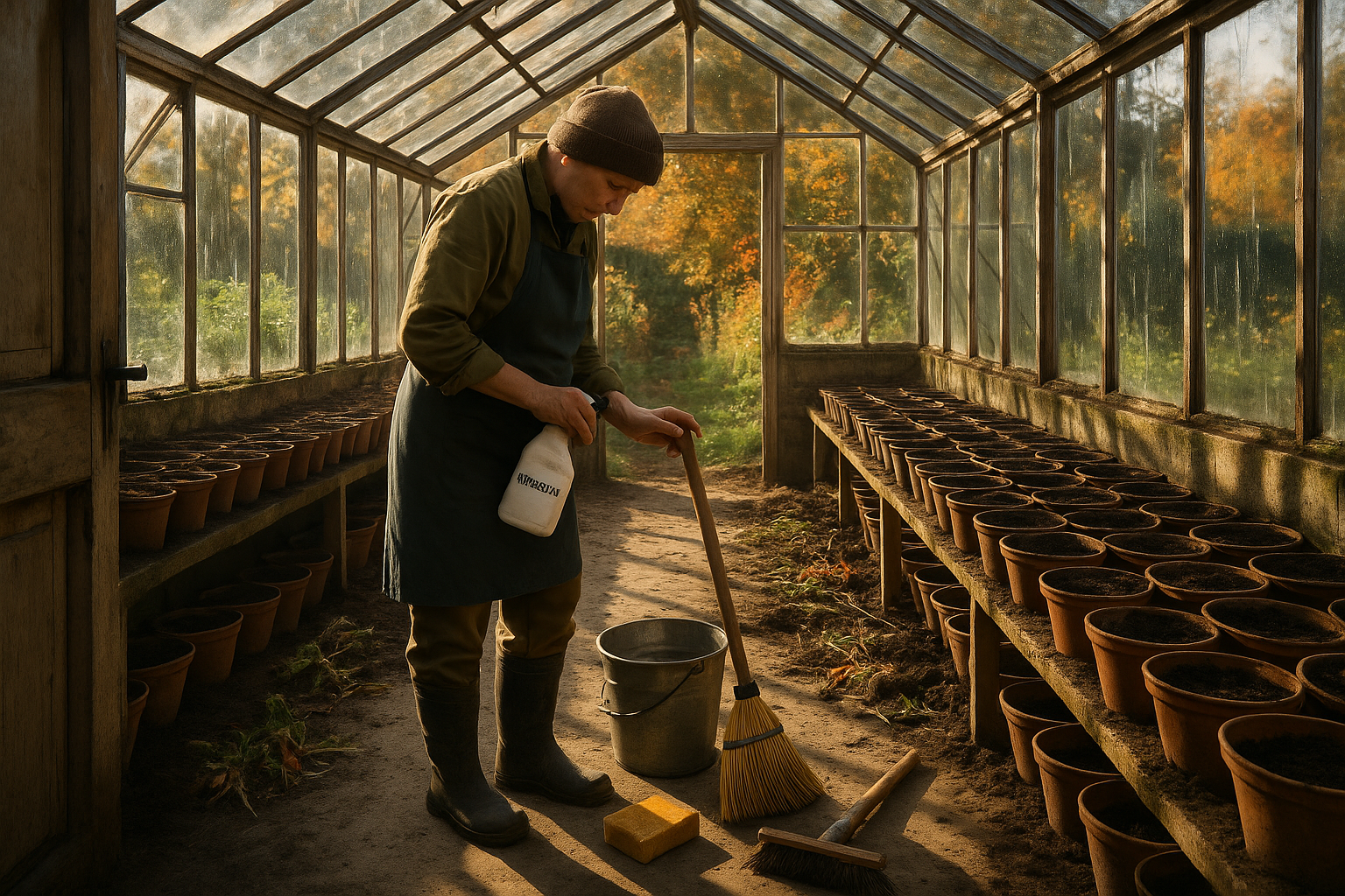 Обработка теплицы и почвы после уборки урожая, подготовка к новому сезону с чисткой и дезинфекцией теплицы