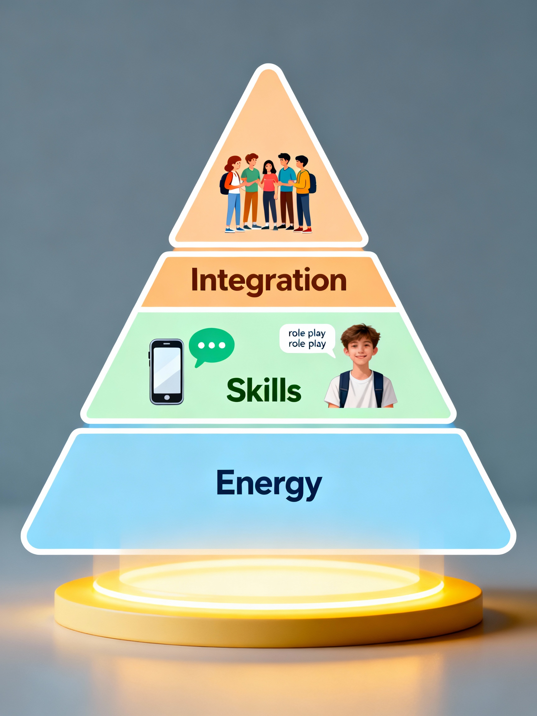 <img src="three-phase-social-development-framework-pyramid.jpg" alt="Social skills development framework energy restoration communication skills authentic integration middle school">
