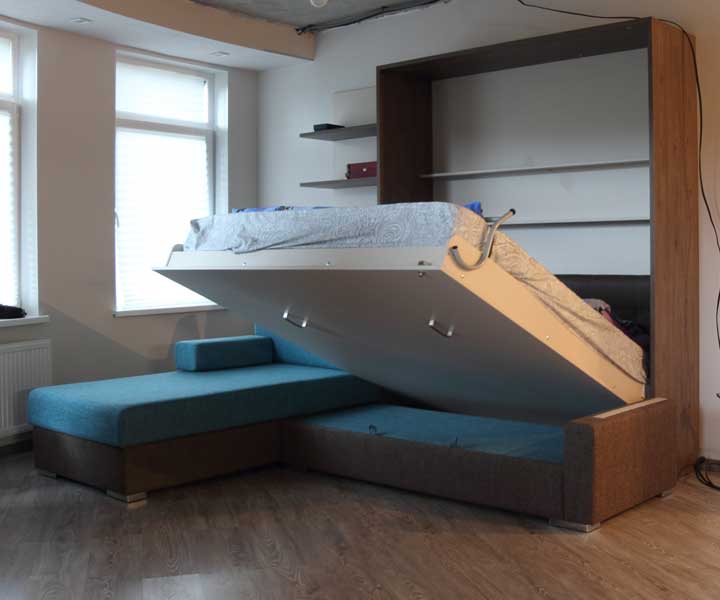 Шкаф-кровать Эволюция с угловым диваном